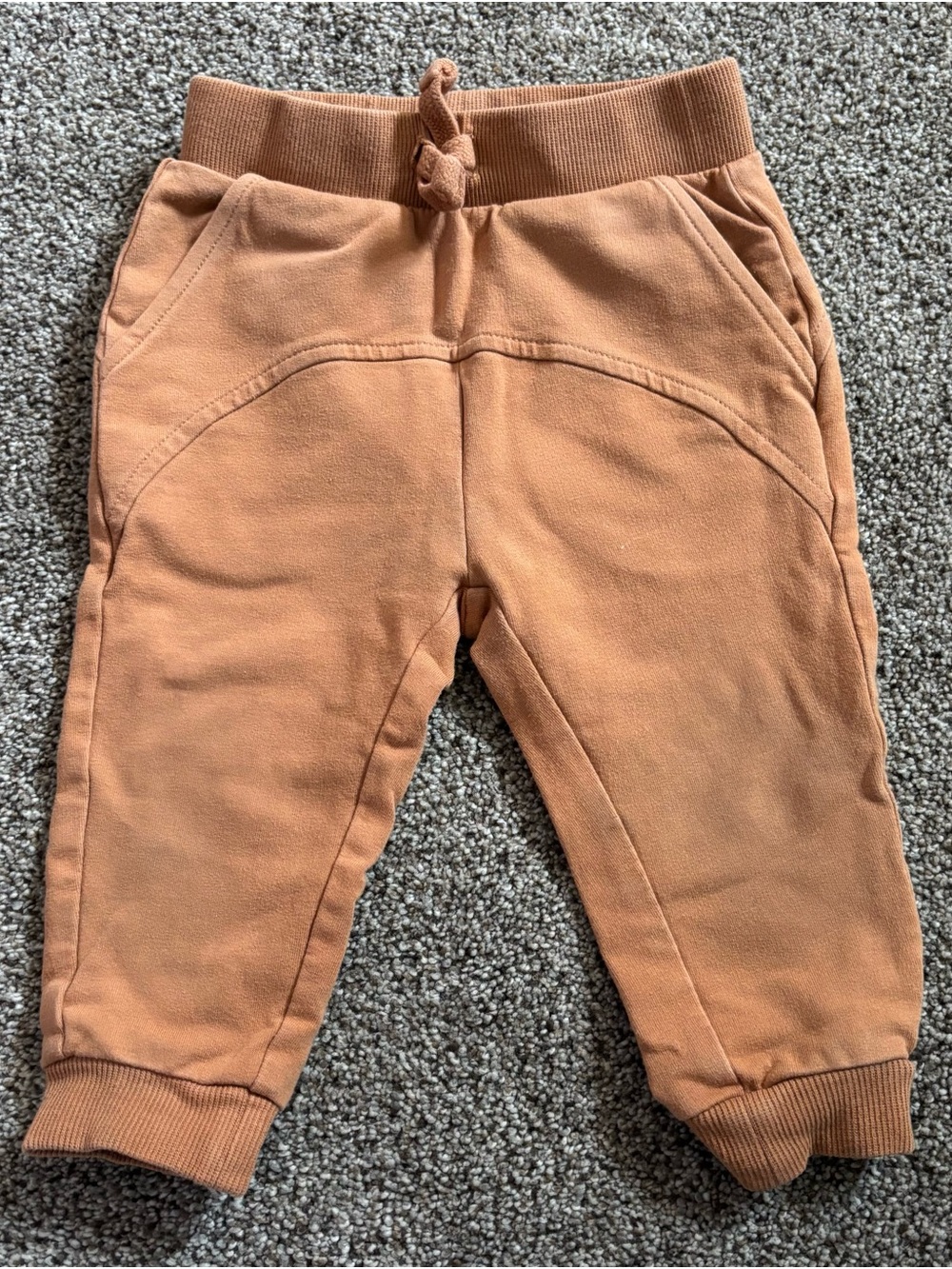 Kids Rust-Colored Jogger Pants with Elastic Waistband
